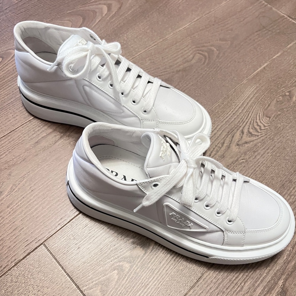 Prada Macro Re-Nylon and brushed leather sneakers